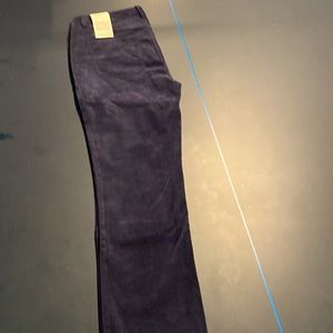 Dark blue corduroy pants.